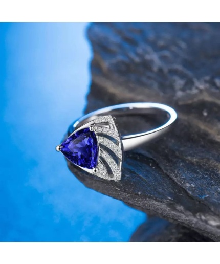 Natural Tanzanite Ring, 18k Solid White Gold Engagement Ring, Wedding Ring, Tanzanite Ring, luxury Ring, soliture Ring, Trillion cut Ring | Save 33% - Rajasthan Living 3