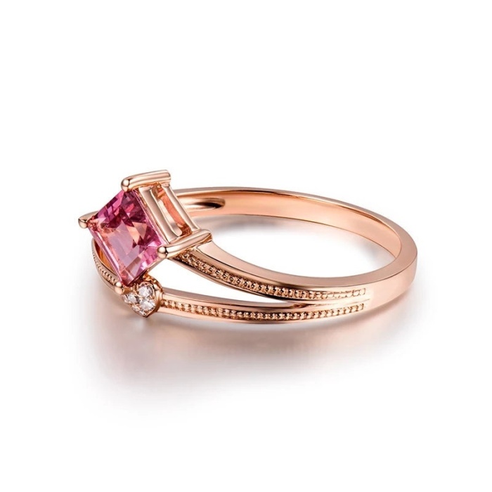 Natural Pink Tourmaline Ring,18k Rose Gold Tourmaline Engagement Ring,Wedding Ring, luxury Ring, soliture Ring, Princess cut Ring | Save 33% - Rajasthan Living 7