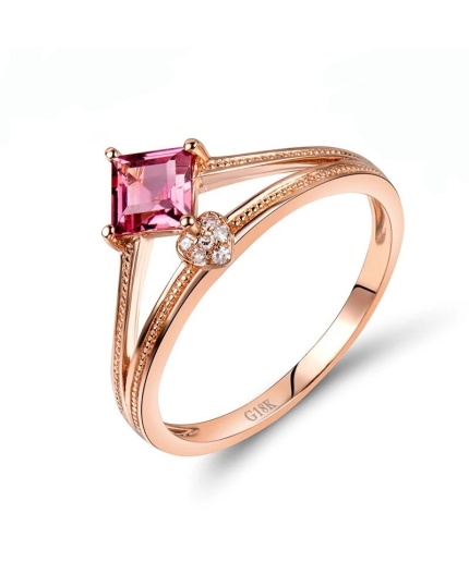 Natural Pink Tourmaline Ring,18k Rose Gold Tourmaline Engagement Ring,Wedding Ring, luxury Ring, soliture Ring, Princess cut Ring | Save 33% - Rajasthan Living