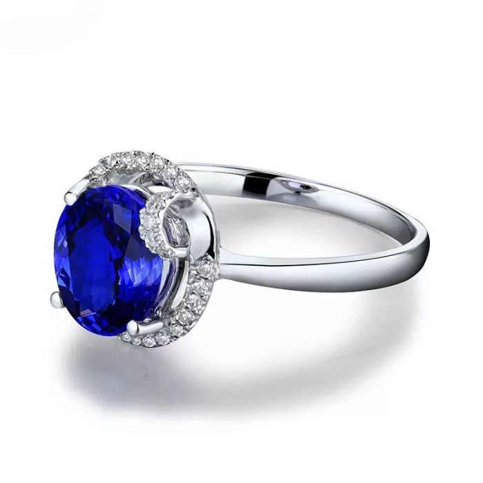 Natural Tanzanite Ring, 18k Solid White Gold Engagement Ring, Wedding Ring, Tanzanite Ring, luxury Ring, soliture Ring, Oval cut Ring | Save 33% - Rajasthan Living 6