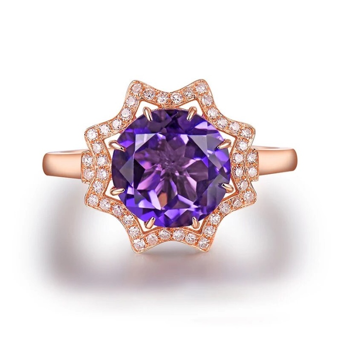 Natural Amethyst Ring, 18k Rose Gold, Amethyst Engagement Ring, Amethyst Ring, Wedding Ring, Luxury Ring, Ring/Band, Round Cut Ring | Save 33% - Rajasthan Living 6