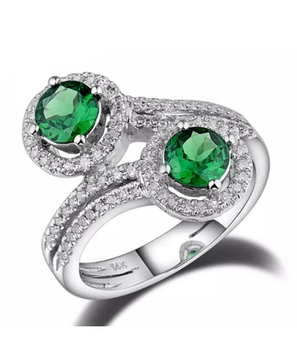 Natural Tsavorite Ring, 14k White Gold Ring, Tsavorite Ring, Engagement Ring, Wedding Ring, Luxury Ring, Ring/Band, Round Cut Ring | Save 33% - Rajasthan Living