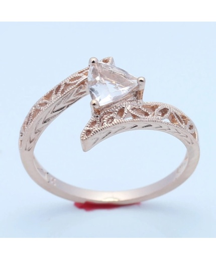 Morganite Ring, 14k Rose Gold Ring, Pink Morganite Ring, Engagement Ring, Wedding Ring, Luxury Ring, Ring/Band, Trillion Cut Ring | Save 33% - Rajasthan Living 3