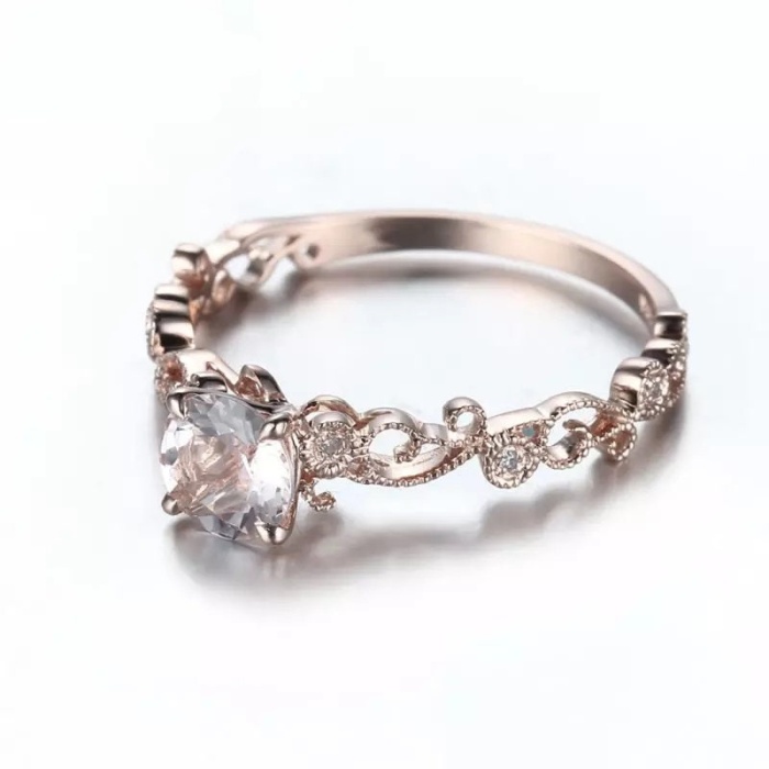 Morganite Ring, 14k Rose Gold Ring, Pink Morganite Ring, Engagement Ring, Wedding Ring, Luxury Ring, Ring/Band, Round Cut Ring | Save 33% - Rajasthan Living 9