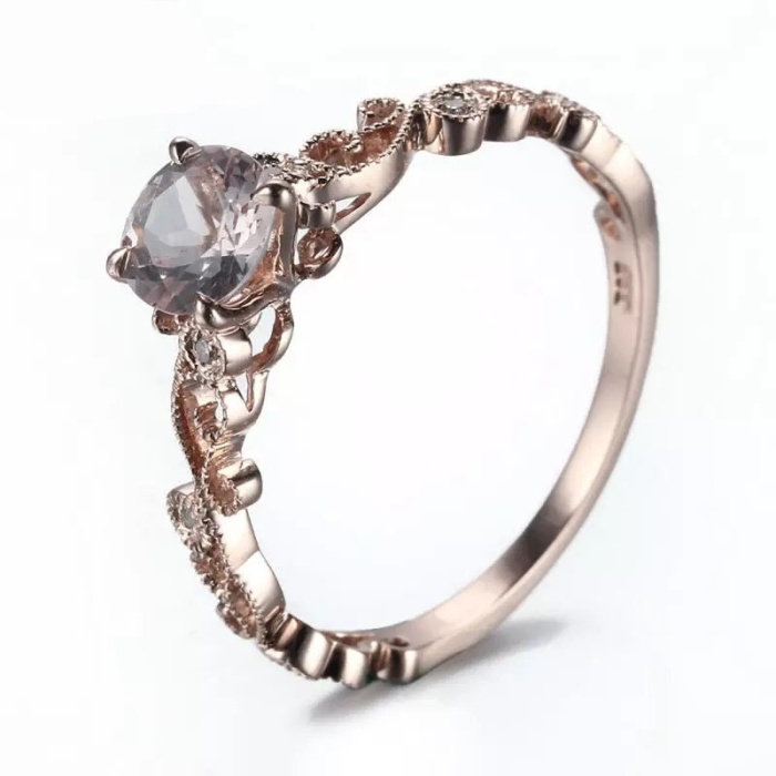 Morganite Ring, 14k Rose Gold Ring, Pink Morganite Ring, Engagement Ring, Wedding Ring, Luxury Ring, Ring/Band, Round Cut Ring | Save 33% - Rajasthan Living 5