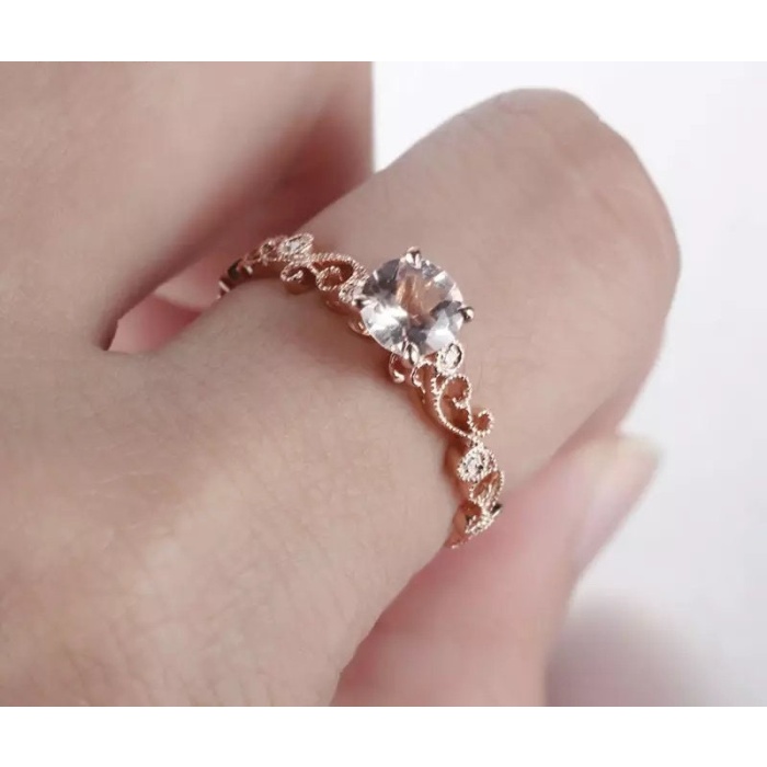 Morganite Ring, 14k Rose Gold Ring, Pink Morganite Ring, Engagement Ring, Wedding Ring, Luxury Ring, Ring/Band, Round Cut Ring | Save 33% - Rajasthan Living 7