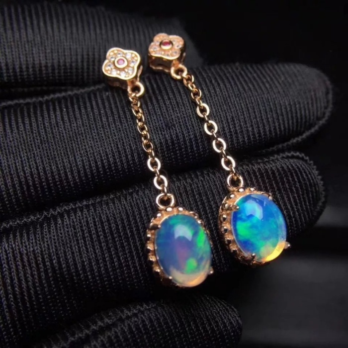 Natural Opal Drop Earrings, 925 Sterling Silver, Opal Drop Earrings, Earrings, Opal Earrings, Luxury Earrings, Oval Stone Earrings | Save 33% - Rajasthan Living 9