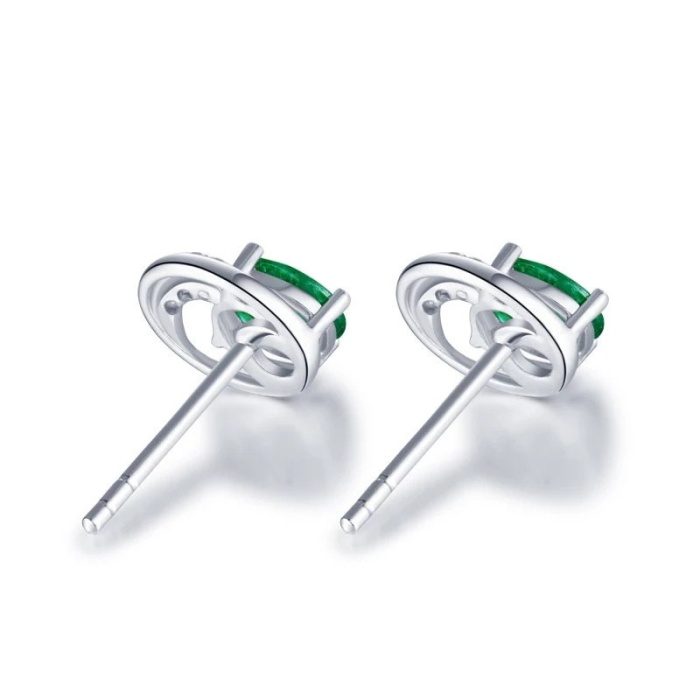 Natural Emerald Studs Earrings, 18k White Gold, Emerald Studs Earrings, Emerald Silver Earrings, Luxury Earrings, Ovel Cut Stone Earrings | Save 33% - Rajasthan Living 10