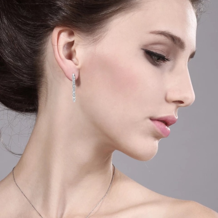 Natural Diamond Drop Earrings, 925 Sterling Silver, Diamond Drop Earrings, Stud Earrings, Diamond Earrings, Luxury Earrings, Round Earrings | Save 33% - Rajasthan Living 7