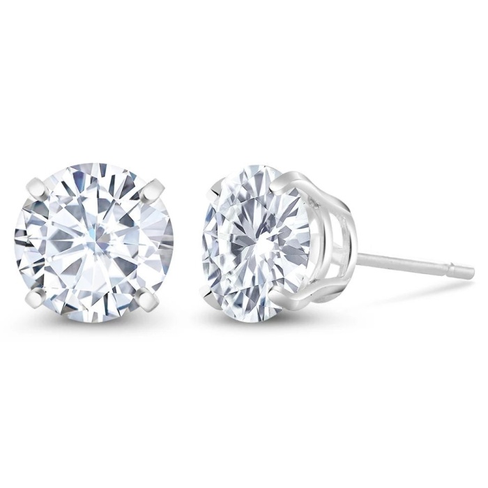 Moissanite Studs Earrings, 925 Sterling Silver, Studs Earrings, Earrings, Moissanite Earrings, Luxury Earrings, Round Cut Stone Earrings | Save 33% - Rajasthan Living 6