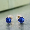 Lab Sapphire Stud Earrings,14k Yellow Gold, Engagement Earrings, Wedding Earrings, Luxury Earrings, Round Cut Stone Earrings | Save 33% - Rajasthan Living 12