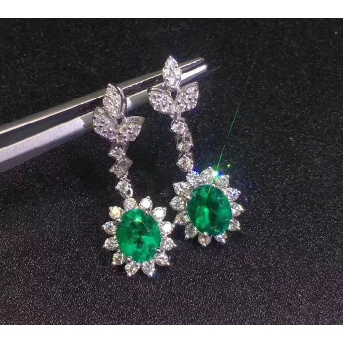 Natural Emerald Drop Earrings, 925 Sterling Silver, Emerald Drop Earrings, Emerald Silver Earrings, Luxury Earrings, Ovel Cut Stone Earrings | Save 33% - Rajasthan Living 8