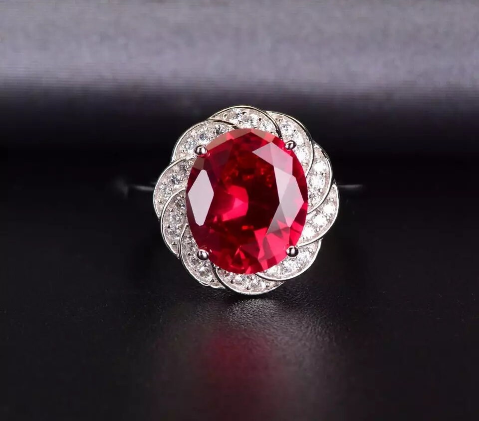 925 Sterling Silver Lab Ruby Woman Ring, Ruby Ring, Statement Ring, Engagement and Wedding Ring, Luxury Ring, Wedding Ring, Oval Cut Ring | Save 33% - Rajasthan Living 12