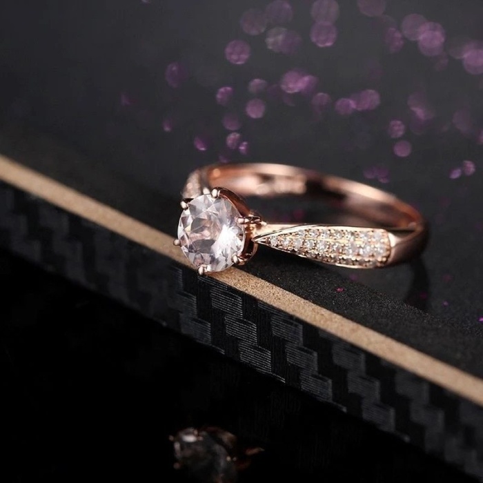 Morganite Ring, 10k Rose Gold Ring, Pink Morganite Ring, Engagement Ring, Wedding Ring, Luxury Ring, Ring/Band, Round Cut Ring | Save 33% - Rajasthan Living 9