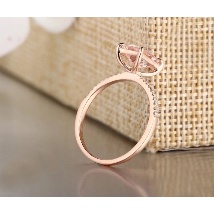 Natural Morganite Ring, 10k Rose Gold Ring, Pink Morganite Ring, Engagement Ring, Wedding Ring, Luxury Ring, Ring/Band, Cushion Cut Ring | Save 33% - Rajasthan Living 9