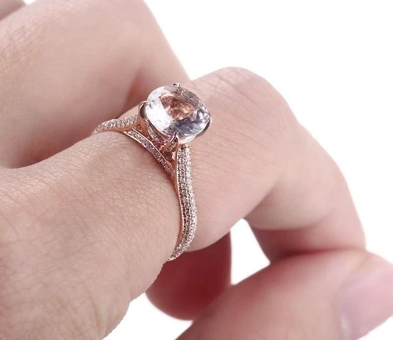 Morganite Ring, 14k Rose Gold Ring, Pink Morganite Ring, Engagement Ring, Wedding Ring, Luxury Ring, Ring/Band, Round Cut Ring | Save 33% - Rajasthan Living 15
