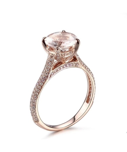 Morganite Ring, 14k Rose Gold Ring, Pink Morganite Ring, Engagement Ring, Wedding Ring, Luxury Ring, Ring/Band, Round Cut Ring | Save 33% - Rajasthan Living 3