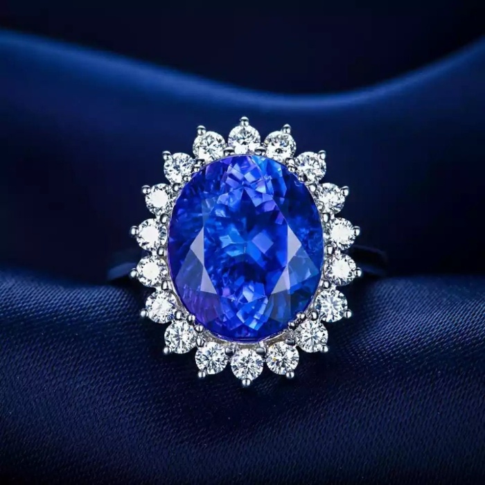 Natural Tanzanite Ring,18k Solid White Gold Engagement Ring,Wedding Ring, Tanzanite Ring, luxury Ring, soliture Ring, Oval cut Ring | Save 33% - Rajasthan Living 11