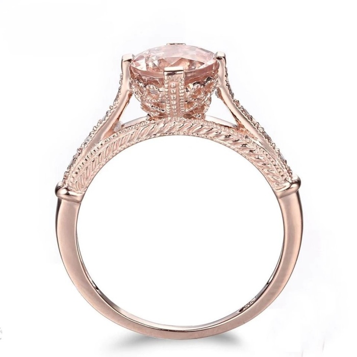 Morganite Ring, 10k Rose Gold, Pink Morganite Ring, Engagement Ring, Wedding Ring, Luxury Ring, Ring/Band, Round Cut Ring | Save 33% - Rajasthan Living 9