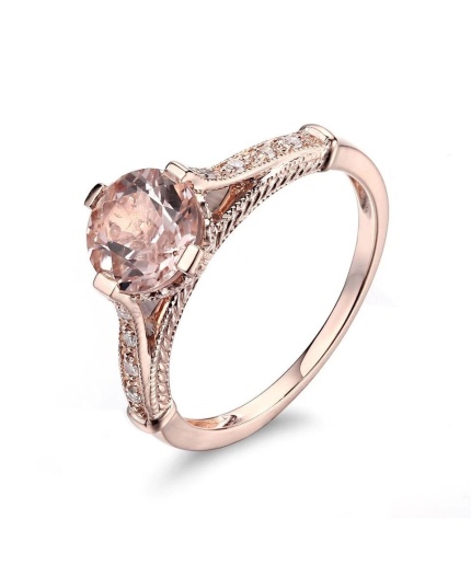 Morganite Ring, 10k Rose Gold, Pink Morganite Ring, Engagement Ring, Wedding Ring, Luxury Ring, Ring/Band, Round Cut Ring | Save 33% - Rajasthan Living 3