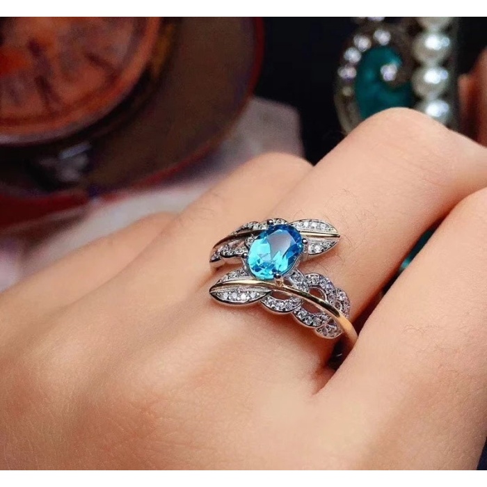 Natural Blue Topaz Ring, 925 Sterling Sliver, Topaz Engagement Ring, Topaz Ring, Wedding Ring, luxury Ring, soliture Ring, Ovel cut Ring | Save 33% - Rajasthan Living 8
