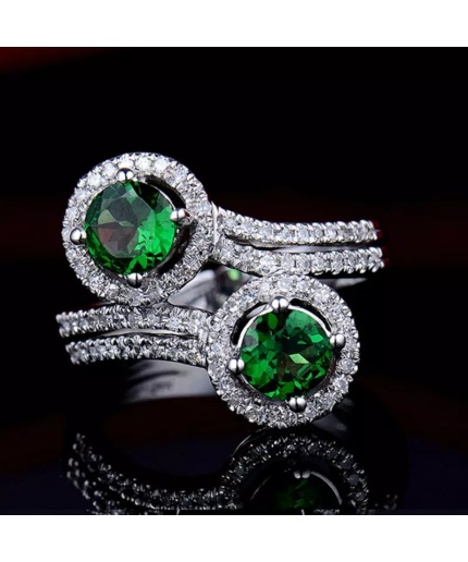 Natural Tsavorite Ring, 14k White Gold Ring, Tsavorite Ring, Engagement Ring, Wedding Ring, Luxury Ring, Ring/Band, Round Cut Ring | Save 33% - Rajasthan Living 3