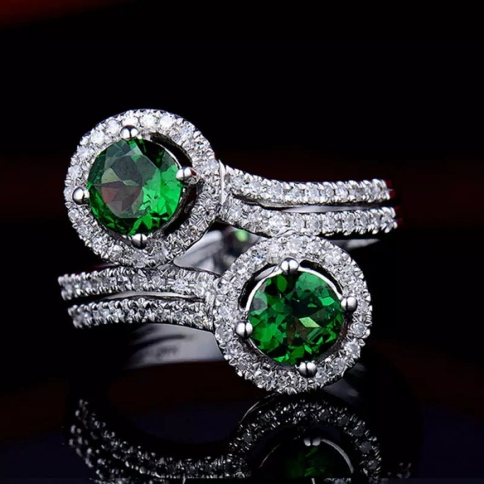 Natural Tsavorite Ring, 14k White Gold Ring, Tsavorite Ring, Engagement Ring, Wedding Ring, Luxury Ring, Ring/Band, Round Cut Ring | Save 33% - Rajasthan Living 6