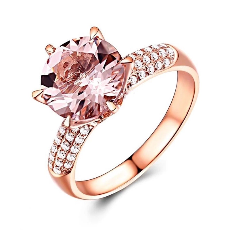 Morganite Engagement Ring | 14k White Gold Pink Morganite Ring set with  Diamonds | eBay