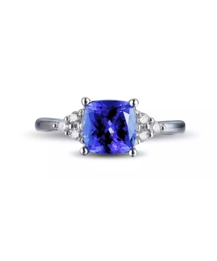 Tanzanite Ring, 925 Sterling Silver Engagement Ring, Wedding Ring, Tanzanite Ring, luxury Ring, soliture Ring, Woman Ring, Cushion cut Ring | Save 33% - Rajasthan Living