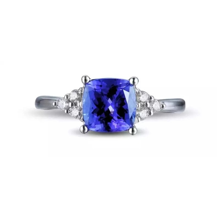 Tanzanite Ring, 925 Sterling Silver Engagement Ring, Wedding Ring, Tanzanite Ring, luxury Ring, soliture Ring, Woman Ring, Cushion cut Ring | Save 33% - Rajasthan Living 5