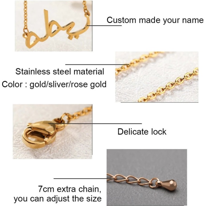 Stainless Steel, Gold, Silver, Rose Gold, Arabic Necklace | Save 33% - Rajasthan Living 7