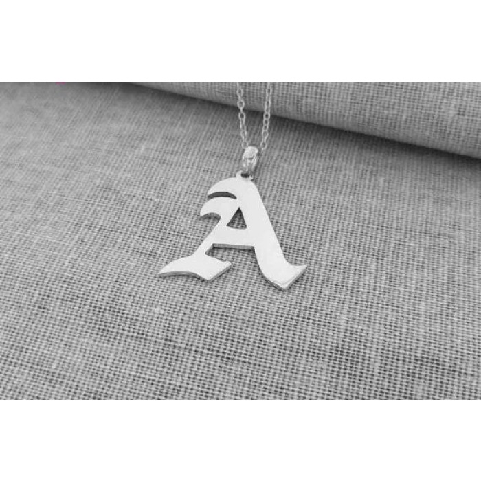 Stainless Steel, Old English Initial Necklace, Custom Letter Necklace | Save 33% - Rajasthan Living 9