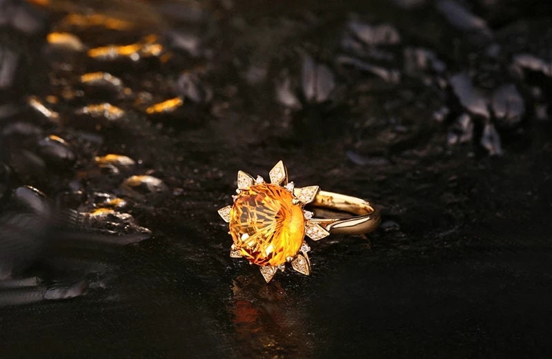 Natural Citrine Ring, 14k Yellow Gold, Citrine Engagement Ring, Citrine Ring, Citrine Wedding Ring, luxury Ring, Citrine Round cut Ring | Save 33% - Rajasthan Living 16