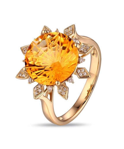 Natural Citrine Ring, 14k Yellow Gold, Citrine Engagement Ring, Citrine Ring, Citrine Wedding Ring, luxury Ring, Citrine Round cut Ring | Save 33% - Rajasthan Living
