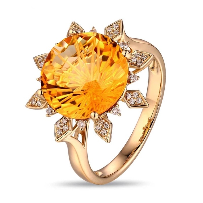 Natural Citrine Ring, 14k Yellow Gold, Citrine Engagement Ring, Citrine Ring, Citrine Wedding Ring, luxury Ring, Citrine Round cut Ring | Save 33% - Rajasthan Living 5
