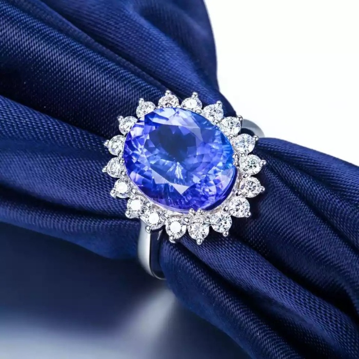 Natural Tanzanite Ring,18k Solid White Gold Engagement Ring,Wedding Ring, Tanzanite Ring, luxury Ring, soliture Ring, Oval cut Ring | Save 33% - Rajasthan Living 7