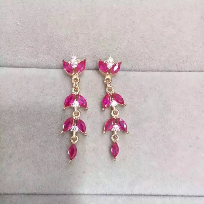 Natural Ruby Drop Earrings, 925 Sterling Silver, Ruby Earrings, Ruby Silver Earrings, Ruby Luxury Earrings, Marquise Cut Stone Earrings | Save 33% - Rajasthan Living 10