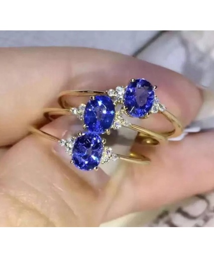 Natural Tanzanite Ring, 925 Sterling Sliver, Engagement Ring, Wedding Ring, luxury Ring, soliture Ring, Ovel cut Ring | Save 33% - Rajasthan Living