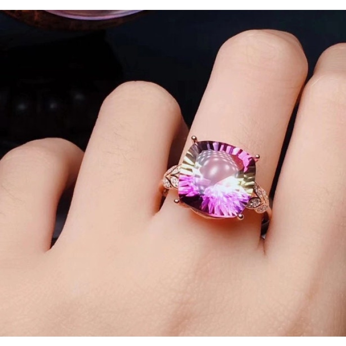 Natural Ametrine Ring, 925 Sterling Silver, Ametrine Engagement Ring, Ametrine Ring, Wedding Ring, Luxury Ring, Ring/Band, Princess Cut Ring | Save 33% - Rajasthan Living 7