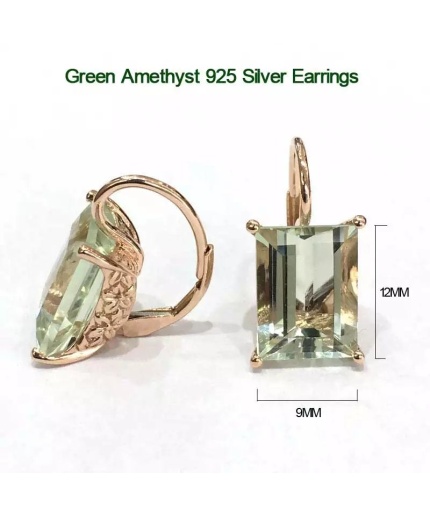 Natural Green Amethyst Drop Earrings, 925 Sterling Silver, Green Amethyst Earrings, Luxury Earrings, Green Amethyst Rectangle Earrings | Save 33% - Rajasthan Living 3