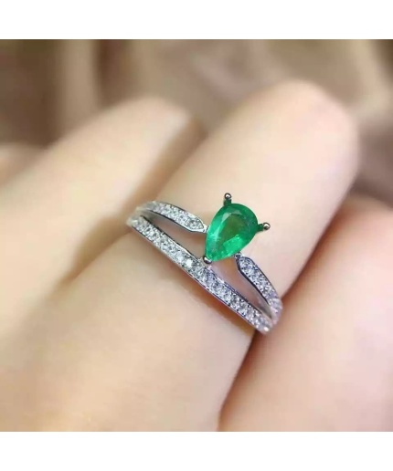 Natural Green Emerald & Cubic Zirconia Woman Ring, 925 Sterling Silver, Emerald Ring, Statement Ring, Engagement and Wedding Ring | Save 33% - Rajasthan Living 7