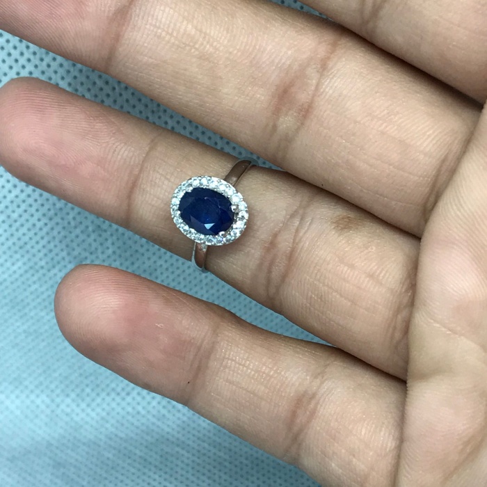Natural Blue Sapphire Ring, 925 Sterling Sliver, Sapphire Engagement Ring, Wedding Ring, Sapphire luxury Ring, soliture Ring, Ovel cut Ring | Save 33% - Rajasthan Living 6