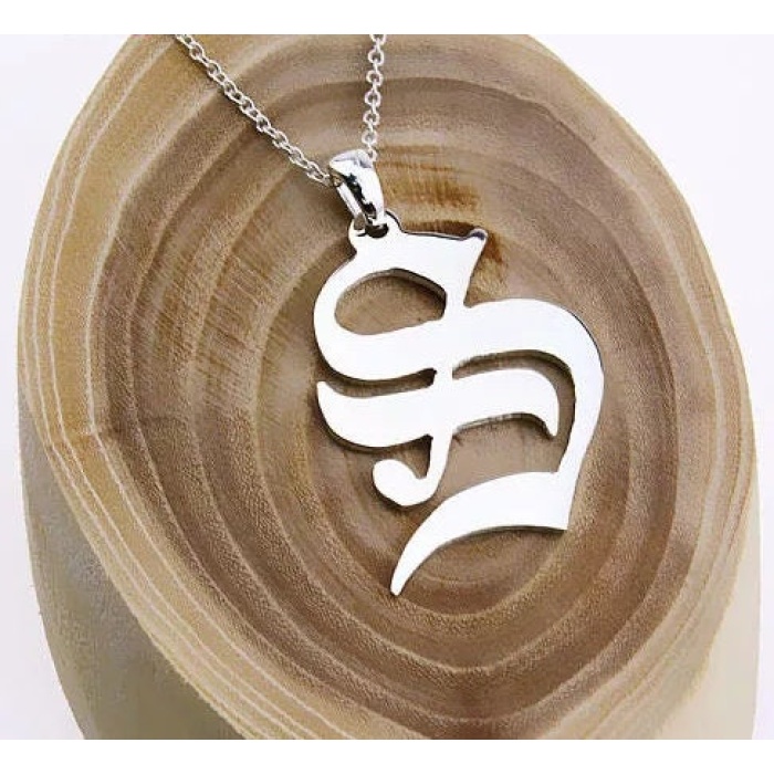 Stainless Steel, Old English Initial Necklace, Custom Letter Necklace | Save 33% - Rajasthan Living 10