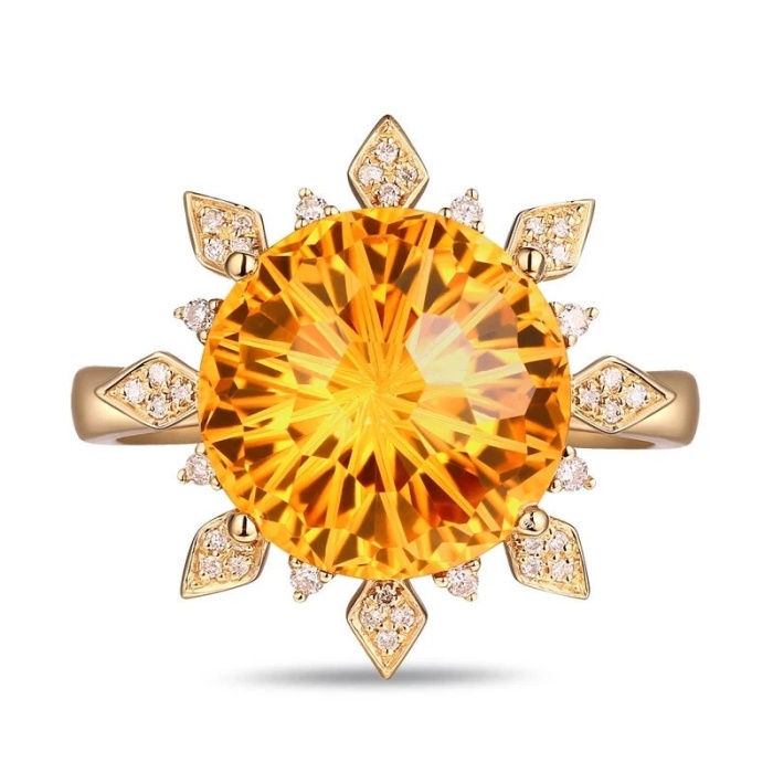 Natural Citrine Ring, 14k Yellow Gold, Citrine Engagement Ring, Citrine Ring, Citrine Wedding Ring, luxury Ring, Citrine Round cut Ring | Save 33% - Rajasthan Living 6