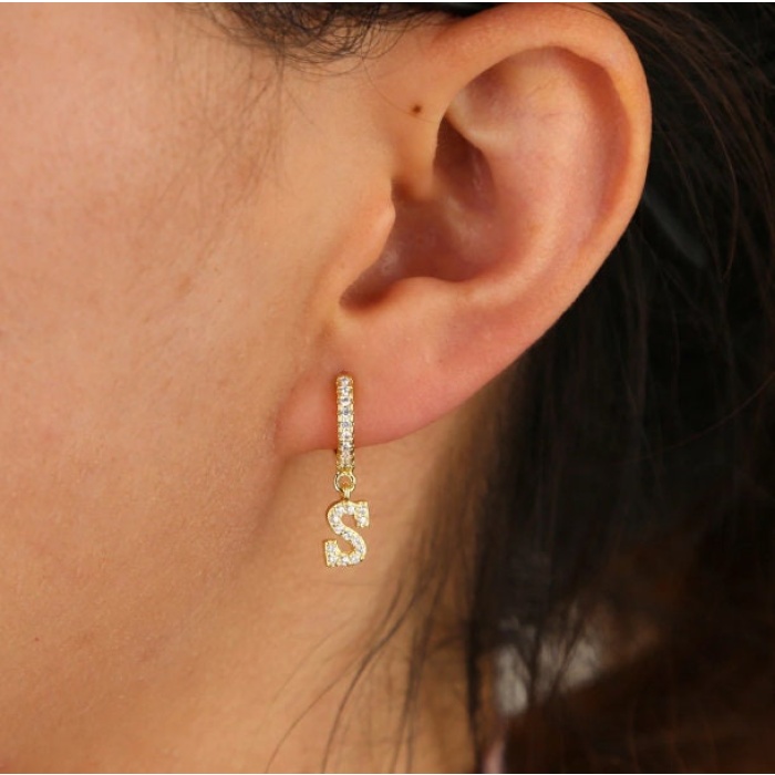 Copper, Zircon, Initial Earring, Gold, Silver | Save 33% - Rajasthan Living 10