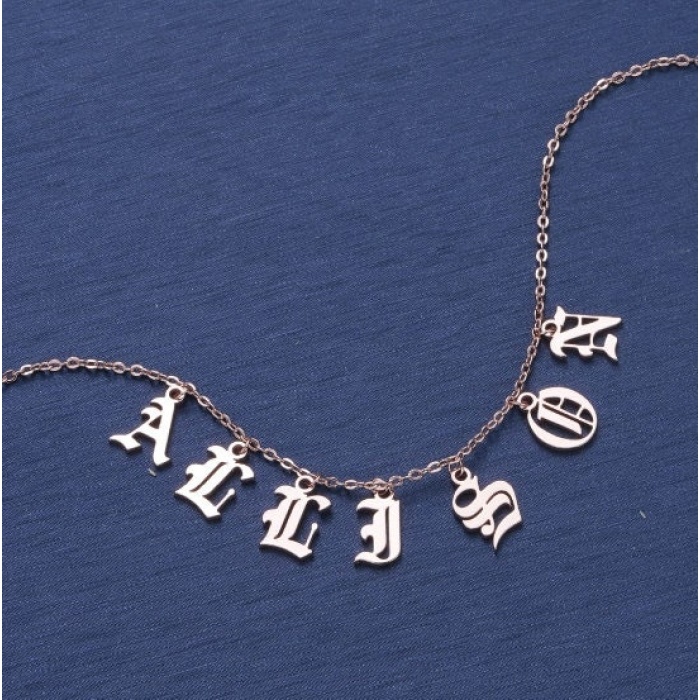 Copper, Gold, Silver, Rose Gold, Old English Letter Necklace | Save 33% - Rajasthan Living 6