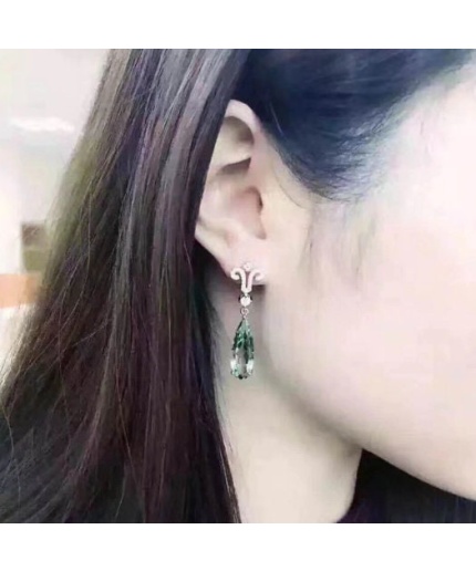 Natural Green Amethyst Drop Earrings, 925 Sterling Silver, Green Amethyst Earrings, Luxury Earrings, Green Amethyst Pear Earrings | Save 33% - Rajasthan Living 3