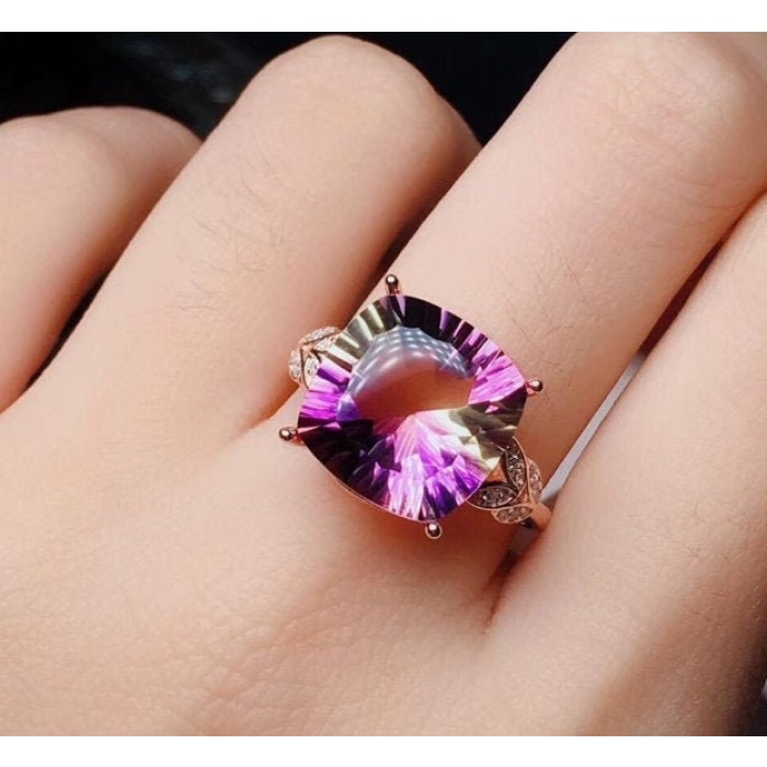 Natural Ametrine Ring, 925 Sterling Silver, Ametrine Engagement Ring, Ametrine Ring, Wedding Ring, Luxury Ring, Ring/Band, Princess Cut Ring | Save 33% - Rajasthan Living 5