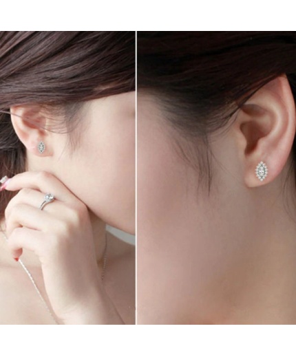 Diamond Studs Earrings, 925 Sterling Silver, Diamond Studs, Diamond Earrings, Earrings, Luxury Earrings, Marquise cut Earrings | Save 33% - Rajasthan Living 3