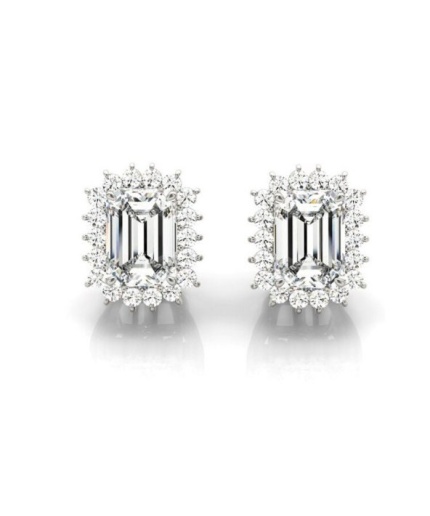Diamond Studs Earrings, 925 Sterling Silver, Diamond Studs, Diamond Earrings, Earrings, Luxury Earrings, Asscher cut Earrings | Save 33% - Rajasthan Living